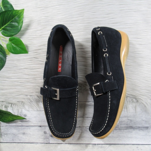 PRADA Navy Suede Loafers Women’s 39 US Size 9 - Picture 4 of 11